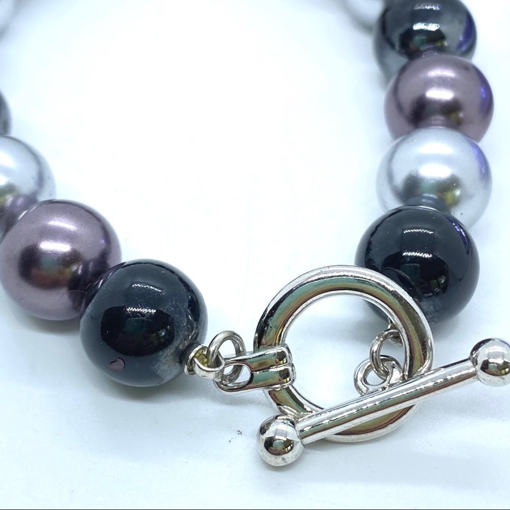 Glass Beads Toggle Clasp Stretchy Bracelet